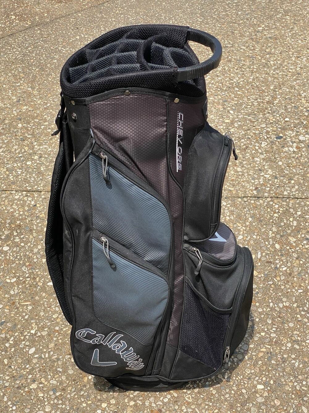 Callaway Chev Org Golf Cart Bag Black Grey 14-Way Divider Padded Strap